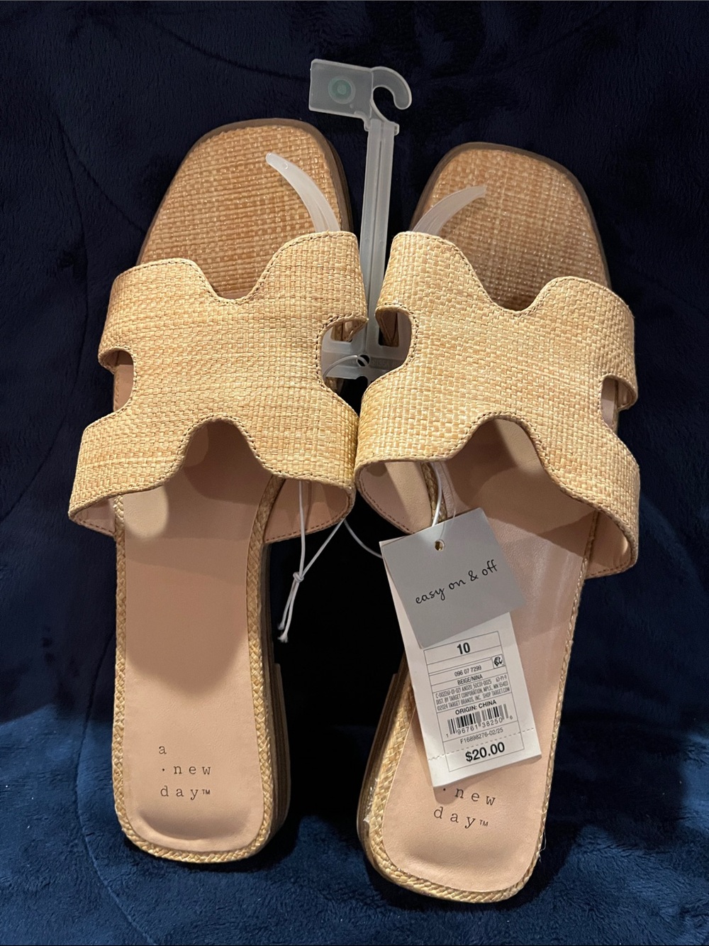 a new day Woven Tan Slide Sandals